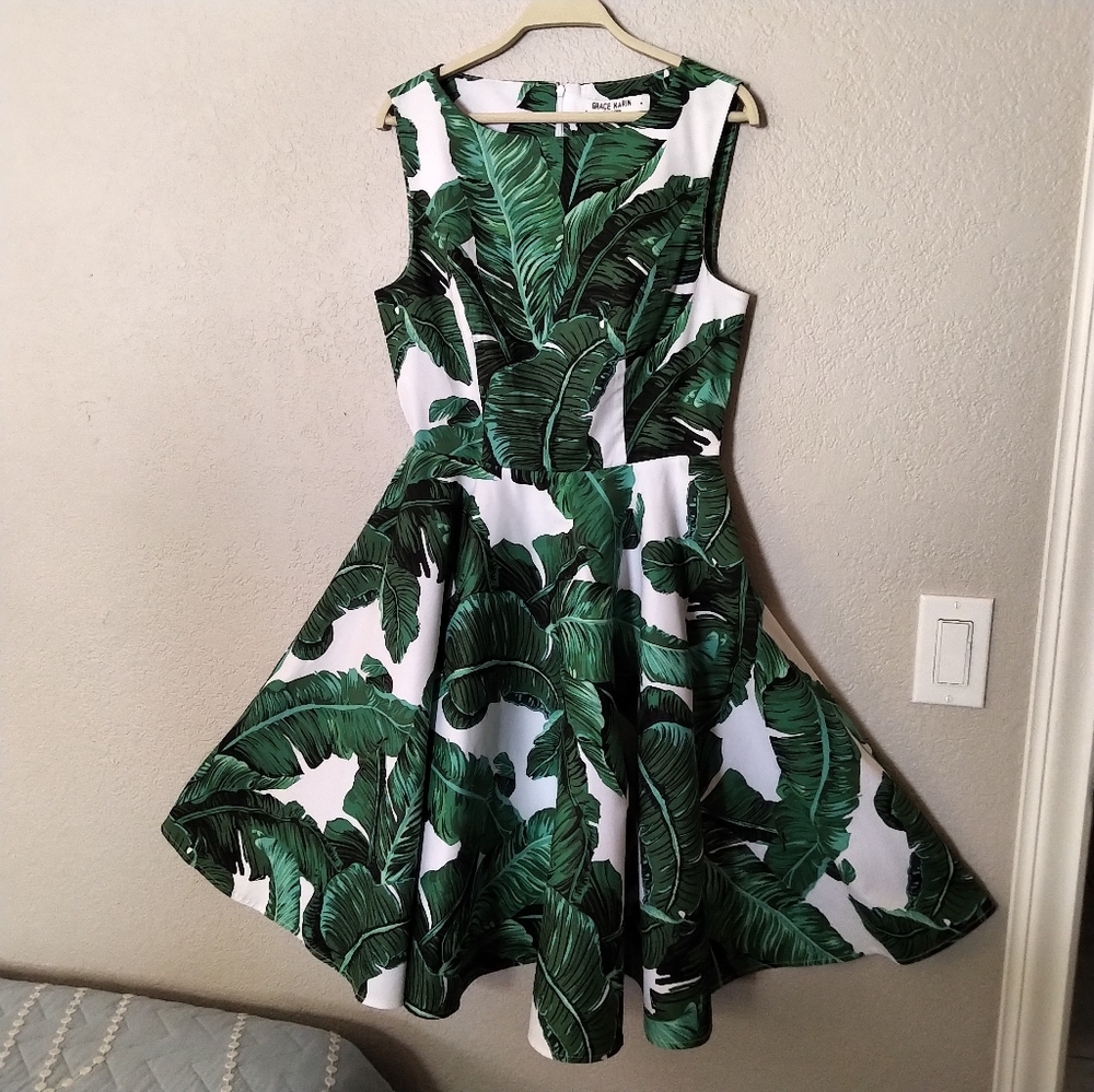 Grace Karin Dress, Size Small, Tropical Tiki Print